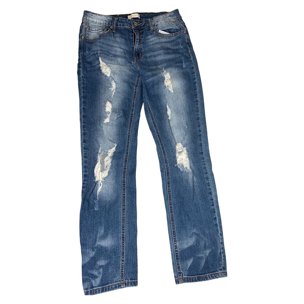 Altar'd State Women's Jeans Blue Distressed‎ Ripped Straight Leg Size 26